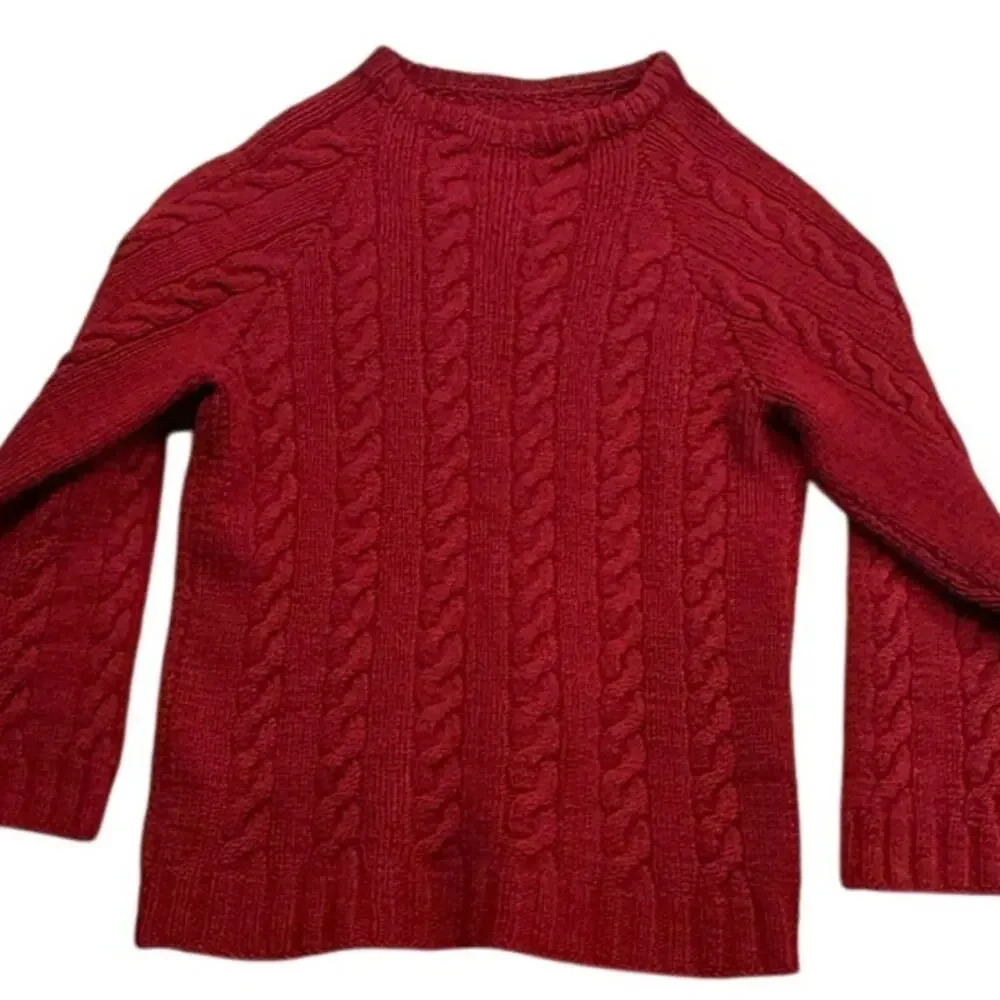 Chunky Handknit Red Holiday‎ Christmas Warm Winter Pullover Sweater Size Large